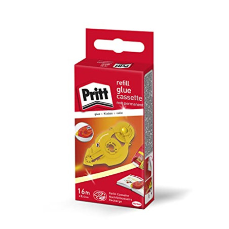 Pritt Cassette de recharge pour rouleau adhésif Refill non permanent, ruban adhésif double face repositionnable pour papier, car