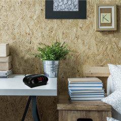 Ces Icr-230 Radio-Réveil - Radio-Réveil avec 2 Heures D'Alarme - Pll Fm - Fonction Snooze - Minuterie De Sommeil - Réserve De Ma