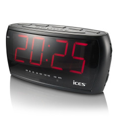 Ces Icr-230 Radio-Réveil - Radio-Réveil avec 2 Heures D'Alarme - Pll Fm - Fonction Snooze - Minuterie De Sommeil - Réserve De Ma