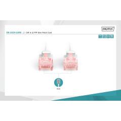 DIGITUS Câble LAN Cat 6-10m - Slim - RJ45 Câble réseau - U/FTP Blindé - Compatible Cat-6A - Gris
