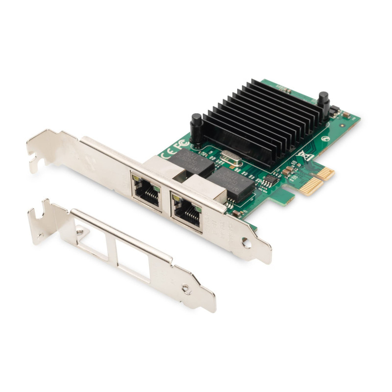 DIGITUS Carte d'E/S - PCIe - RJ45 Carte réseau - 2 ports - Gigabit Ethernet - 1 Gbps - PCI-Express DIGITUS Carte d'E/S - PCIe - RJ45 Carte réseau - 2 ports - Gigabit Ethernet - 1 Gbps - PCI-Express