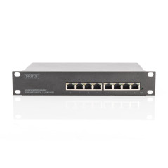 DIGITUS Commutateur Gigabit Ethernet – 10 pouces – 8 ports – L2+ Managed – VLAN, agrégation de liens & Port Control – noir