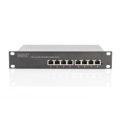 DIGITUS Commutateur PoE+ Gigabit Ethernet – 10 pouces – 8 ports – L2+ Managed – IEEE 802.3at – puissance 80 Watt – noir