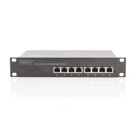 DIGITUS Commutateur PoE+ Gigabit Ethernet – 10 pouces – 8 ports – L2+ Managed – IEEE 802.3at – puissance 80 Watt – noir