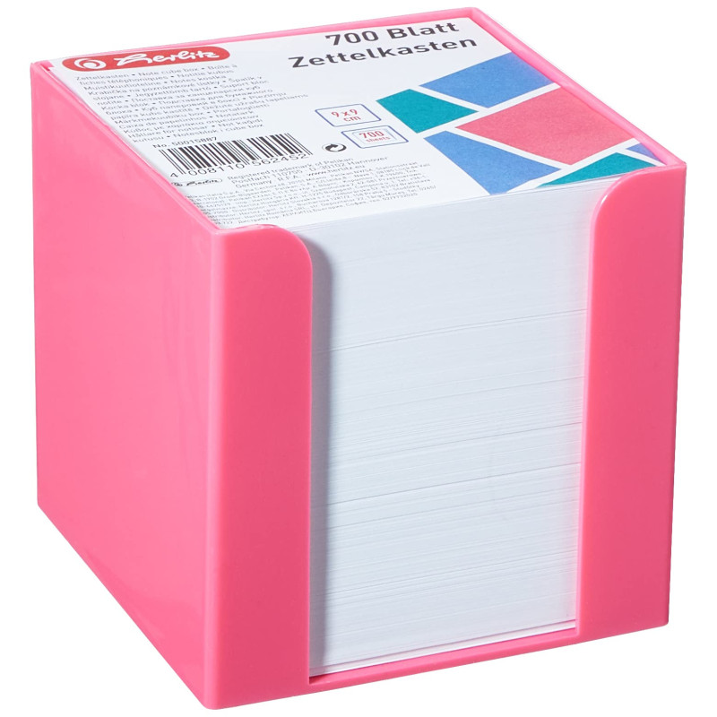 Herlitz 50015887 Boîte à notes 9 x 9 cm avec 700 feuilles Rose indonesia