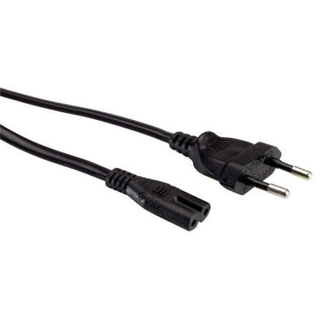 ROLINE Câble d'alimentation avec connecteur IEC 320 C7 Euro CEE 7/16 droit I Câble d'alimentation pour petits appareils I 2 pôle