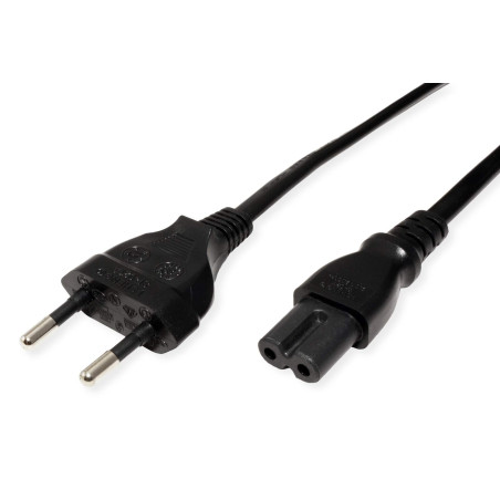 ROLINE Câble d'alimentation avec connecteur IEC 320 C7 Euro CEE 7/16 droit I Câble d'alimentation pour petits appareils I 2 pôle