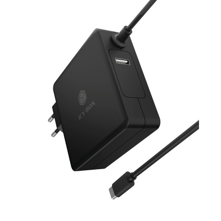 ICY BOX Adaptateur secteur USB-C 90W pour Ordinateurs Portables, Tablettes et Smartphones, Fonction de protection, Power Deliver