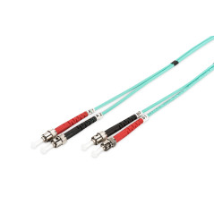DIGITUS DK-2511-10/3 – Câble À Fibre Optique OM3 – 10 m – ST à ST – Câble Fibre Optique Duplex – 1/10/40/100 Gbit/s – MM Multimo
