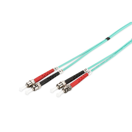 DIGITUS DK-2511-10/3 – Câble À Fibre Optique OM3 – 10 m – ST à ST – Câble Fibre Optique Duplex – 1/10/40/100 Gbit/s – MM Multimo