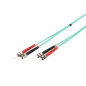 DIGITUS DK-2511-10/3 – Câble À Fibre Optique OM3 – 10 m – ST à ST – Câble Fibre Optique Duplex – 1/10/40/100 Gbit/s – MM Multimo
