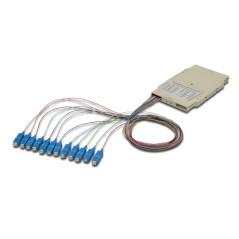 DIGITUS Cassette d'épissure Fibre Optique - 12 Pigtails - pré-assemblé - SC - OM4 - teinté dans la Masse Selon DIN IEC 60304 - B