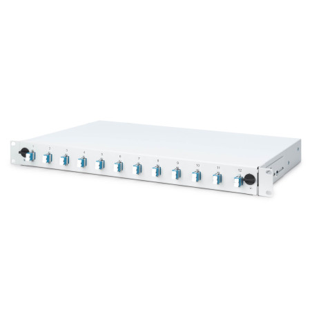 DIGITUS Boîte d'épissure fibre optique 12 couplages - LC - OS2 - 1U 19 pouces - Single-Mode duplex - Avec cassette d'épissure - 