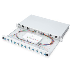 DIGITUS Boîte d'épissure fibre optique 12 couplages - LC - OS2 - 1U 19 pouces - Single-Mode duplex - Avec cassette d'épissure - 