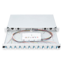 DIGITUS Boîte d'épissure fibre optique 12 couplages - LC - OS2 - 1U 19 pouces - Single-Mode duplex - Avec cassette d'épissure - 