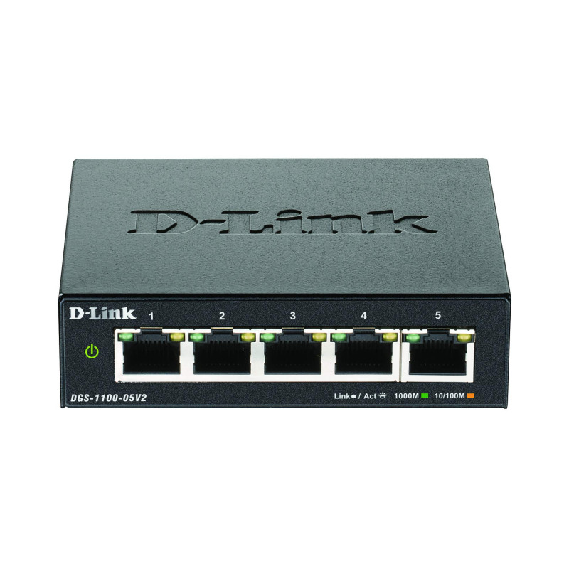 D-Link DGS-1100-05V2 Switch administrable Smart Gigabit 5 ports avec prise en charge VLAN, fonctionnalités de couche 2, QoS, 802
