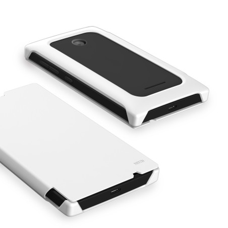 Mozo Works With Lumia MOZ435FW Etui Flip pour Nokia Lumia 435 Blanc