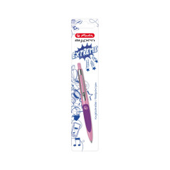 Herlitz a_ Stylo à bille rétractable, rose/violet, 1 pièce (1 pièce)