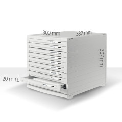 HAN Module à tiroirs CONTUR – système de classement moderne et modulaire, extensible, avec 10 tiroirs ouverts pour documents jus