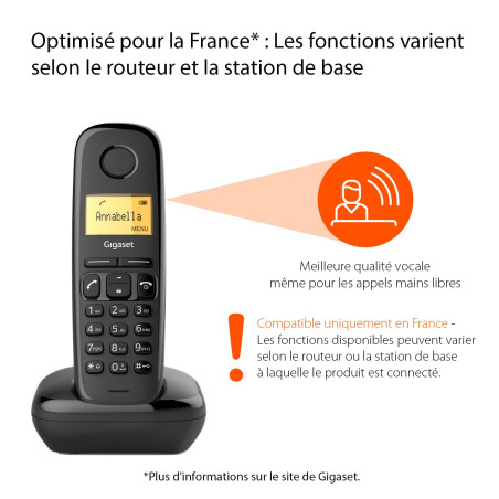 Gigaset A170 Duo - 2 téléphones DECT sans fil - écran avec rétro-éclairage - identification de l'appelant - 18 heures d'autonomi