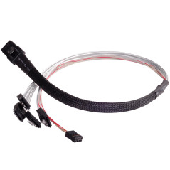 SilverStone SST-CPS03 - Mini SAS SFF8087 interne 36 broches vers câble épais et protégé 4 SATA 7 broches (avec bande latérale),