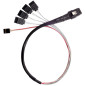 SilverStone SST-CPS03 - Mini SAS SFF8087 interne 36 broches vers câble épais et protégé 4 SATA 7 broches (avec bande latérale), 