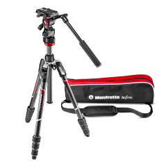 Manfrotto MVKBFRTC-Live Befree Live Trépied de Voyage en Carbone, avec Fermeture Twist, Rotule Fluide MVH400AH, pour Appareils V