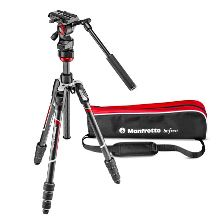 Manfrotto MVKBFRTC-Live Befree Live Trépied de Voyage en Carbone, avec Fermeture Twist, Rotule Fluide MVH400AH, pour Appareils V