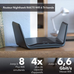 NETGEAR Routeur WiFi 6 AX6600Nighthawk Bi-Bandes 8 flux (RAX70) - WiFi AX6600 (Vitesses jusqu'à 6 Gbit/s), Couverture jusqu'à 30