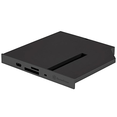 SilverStone SST-FPS01-C - Baie optique mince chargement par plateau 12.7mm avec 1x USB3.0, 1x USB 3.0 type C, lecteur de cartes,