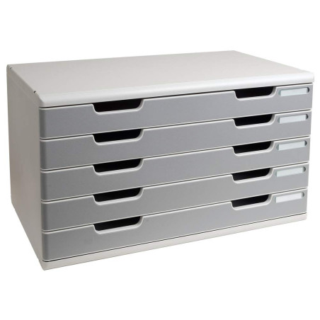 Exacompta - Réf. 322041D - MODULO A3 - Caisson 5 tiroirs fermés pour documents A3+ - Dimensions extérieures : Profondeur 35 x la