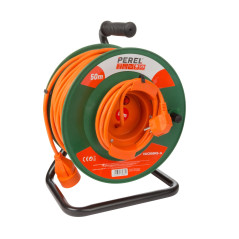 Perel EGCR50N2-G Enrouleur de câble pour Jardin 50 M-3G1.5 Schuko 3200 W