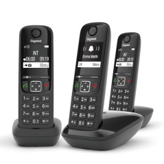 Gigaset AS690A Trio - 3 téléphones DECT sans fil avec répondeur - écran à haut contraste - excellente qualité audio - profils so