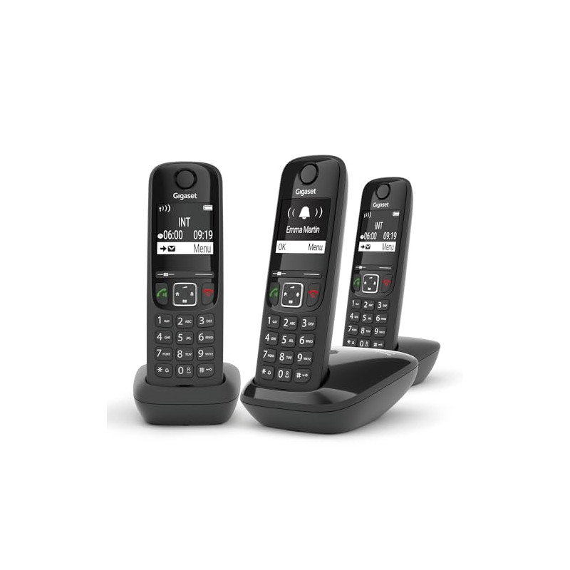 Gigaset AS690A Trio - 3 téléphones DECT sans fil avec répondeur - écran à haut contraste - excellente qualité audio - profils so