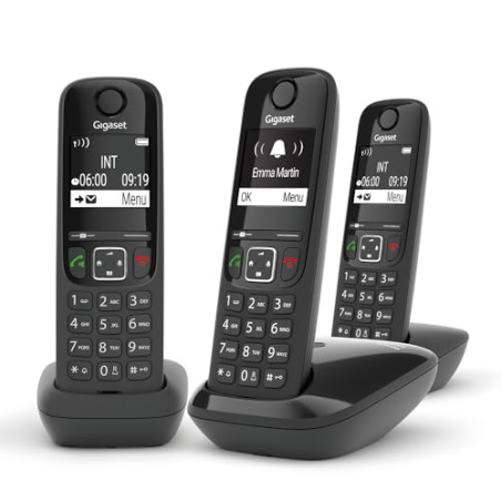 Gigaset AS690A Trio - 3 téléphones DECT sans fil avec répondeur - écran à haut contraste - excellente qualité audio - profils so