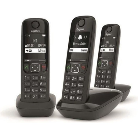 Gigaset AS690A Trio - 3 téléphones DECT sans fil avec répondeur - écran à haut contraste - excellente qualité audio - profils so
