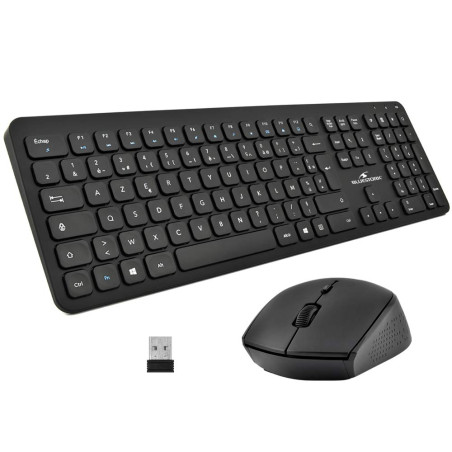 Bluestork - Pack Easy Slim Clavier et Souris sans Fil - Wireless 2,4 Ghz - Clics Silencieux - Design Ultra Slim - Ergonomique -