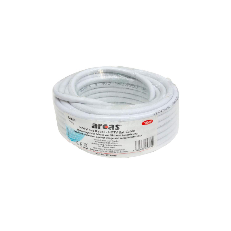 Câble Coaxial Satellite HDTV - Protection optimale Contre Les interférences d'image et Radio - 10 m - Blanc Câble Coaxial Satellite HDTV - Protection optimale Contre Les interférences d'image et Radio - 10 m - Blanc
