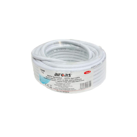 Câble Coaxial Satellite HDTV - Protection optimale Contre Les interférences d'image et Radio - 10 m - Blanc