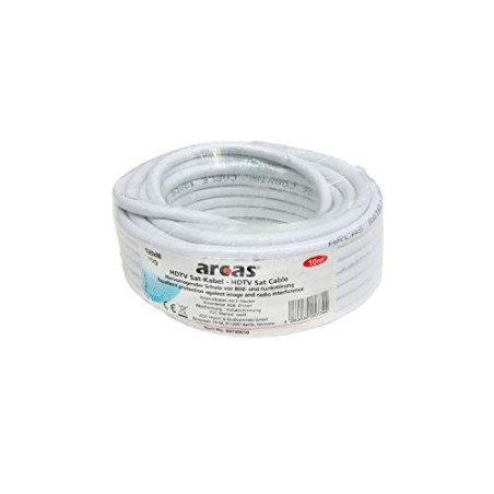 Câble Coaxial Satellite HDTV - Protection optimale Contre Les interférences d'image et Radio - 10 m - Blanc