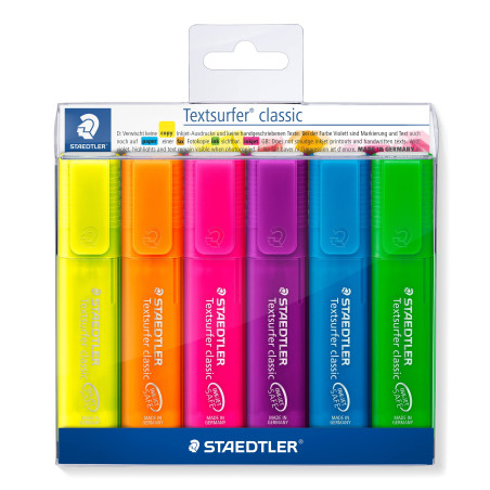 Staedtler 4007817365069 Textsurfer Classic, Surligneurs Fluorescents Et Translucides De Haute Qualité Résistants Aux Uv, Pointe