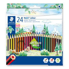 STAEDTLER - Noris colour 185 - Etui carton 24 crayons de couleur assortis en bois upcyclé - 185 C24