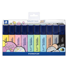 Staedtler Textsurfer Classic, Surligneurs de haute qualité aux couleurs pastel et vintage, Pointe ogive de 1 à 4 mm, Étui plasti