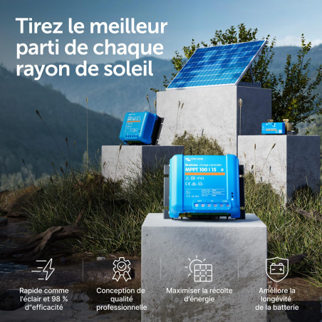 Victron Energy BlueSolar MPPT 100V 15 amp 12/24-Volt Contrôleur de Charge Solaire