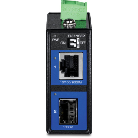 TRENDnet, TI-F11SFP, Convertisseur de média Industriel renforcé 100/1000 Base-T vers SFP, Montage Mural/sur Rail DIN, Fibre Mult