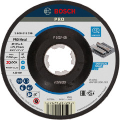 Bosch 1x Disque abrasif PRO Metal Longlife pour petite meuleuse angulaire et X-Lock, M14/22,23 mm (pour Acier, Ø 115 mm, Profess