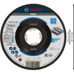 Bosch 1x Disque abrasif PRO Metal Longlife pour petite meuleuse angulaire et X-Lock, M14/22,23 mm (pour Acier, Ø 115 mm, Profess