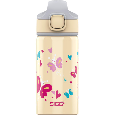 Sigg - Gourde Enfant avec Paille En Aluminium - Miracle Butterfly - Étanche - Poids Plume - Sans BPA - Certifiée Neutre En CO2 -