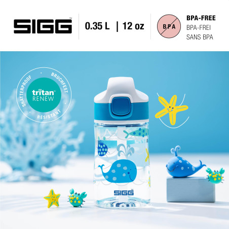 Sigg - Gourde Enfant avec Paille En Tritan - Miracle Ocean - Étanche - Passe au Lave-Vaisselle & Micro-ondes - Résiste aux Chocs