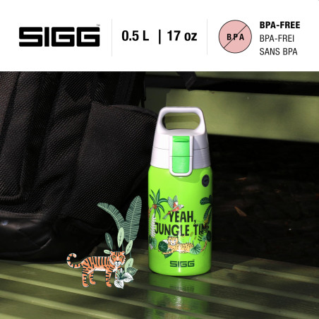 Sigg - Gourde Enfant En Acier Inoxydable - Shield One Jungle - Pour l'École et le Sport - Convient Aux Boissons Gazeuses - Étanc